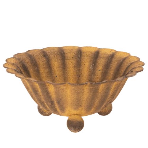 tételeket Vintage mécsestartó, kis tál, rozsdaszínű fém, Ø10cm, M4.5cm