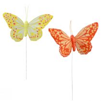 tételeket Dísz pillangók dróttollan narancssárga 7×11cm 12db