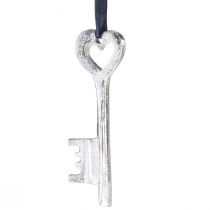tételeket Dekoratív kulcsos díszakasztó fém ezüst esküvői dekoráció 4x11cm 6db