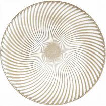 tételeket Dekoratív tányér kerek fehér barna hornyú asztali dekoráció Ø40cm H4cm