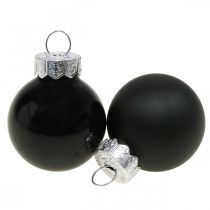 tételeket Mini karácsonyi labdák üveg fekete fényes/matt Ø2,5cm 24db