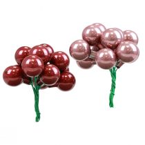 tételeket Mini karácsonyi labdák drótüveg bordó rózsaszín Ø2,5cm 140db