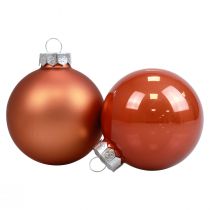 tételeket Mini karácsonyi golyók üveg vörös-barna üveggolyók Ø4cm 24db
