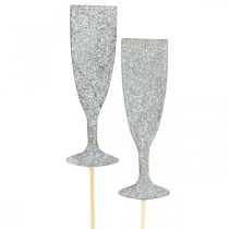 tételeket Szilveszteri dekoráció pezsgős üveg ezüst virágdugó 9cm 18db