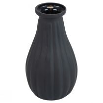 tételeket Váza fekete üveg váza hornyok dekoratív váza üveg Ø8cm H14cm