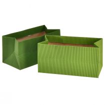 tételeket Virágültető Hosszú Bordás Zöld Olive Green 24x12cm 6 db