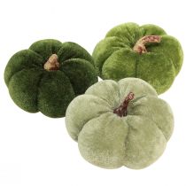 tételeket Dekoratív sütőtök bársonyos zöld szövetből Ø7cm H4,5cm 9 db