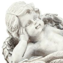 tételeket Angyal fekvő dekoratív figurás sírdísz szürke polirezin 22cm
