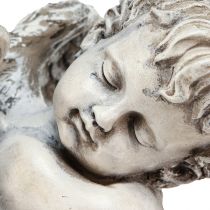 tételeket Angyal ülő dekoratív figura sírdísz szürke polirezin H18cm