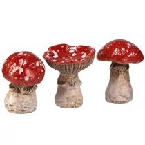 tételeket Bájos kerámia gombagomba-díszek - piros, fehér pöttyökkel, 8,6 cm - Ideális kerti dekoráció - 3 db-os csomag