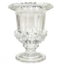 Vintage üvegváza csésze kivitelben – átlátszó, 16x20 cm – elegáns asztaldísz