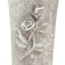 tételeket Sírváza Szürke váza ragasztáshoz rózsa motívummal H26cm 2db