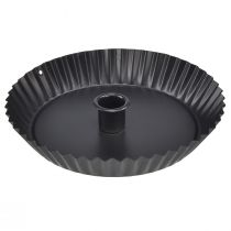Eredeti fém gyertyatartó torta formában – fekete, Ø 18 cm – stílusos asztaldísz – 4 db