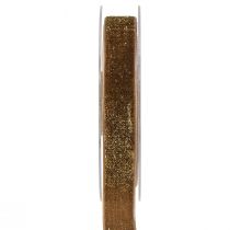 tételeket Velvet Ribbon Glitter Brown Gold – Elbűvölő karácsonyi szalag 20mm 10m