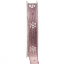 Dekoratív szalag hópelyhek dekoratív szalag rózsaszín W15mm L15m