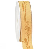 tételeket Selyemszalag ősz füvekkel dekoratív szalag sárga 25mm 18m