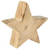 Rusztikus dekoratív csillag paulownia fából - natúr kivitel, Ø 15 cm, 6 cm vastag - sokoldalú fa dekoráció - 2 db