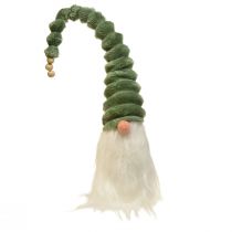Ünnepi gnóm spirálzöld kalappal és fehér szakállal 65cm - Skandináv karácsonyi varázslat az otthonodba - 2db