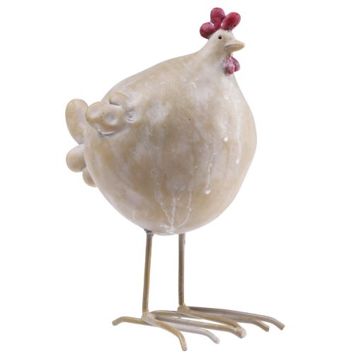 Dekoratív csirke húsvéti dekoráció tyúkfigura bézs piros 11×8×15,5cm