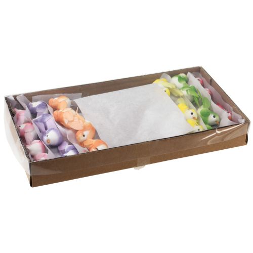 Floristik24 Dróton tollmadár, tollas díszmadár színes 2,5cm 24 db