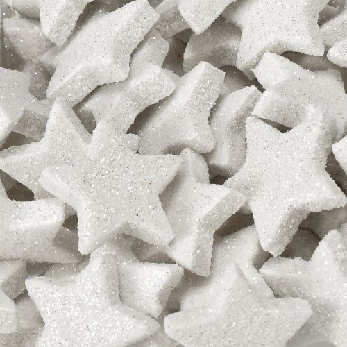 tételeket Csillámos krémmel szórt csillagok 2,5 cm 96 db