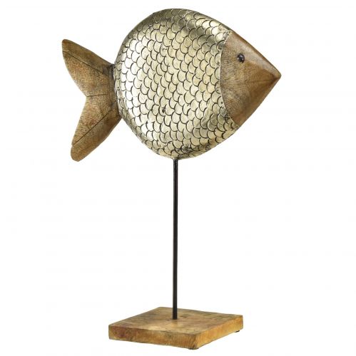 tételeket Fa fém dekoratív hal tengeri sárgaréz 33x11,5x37cm