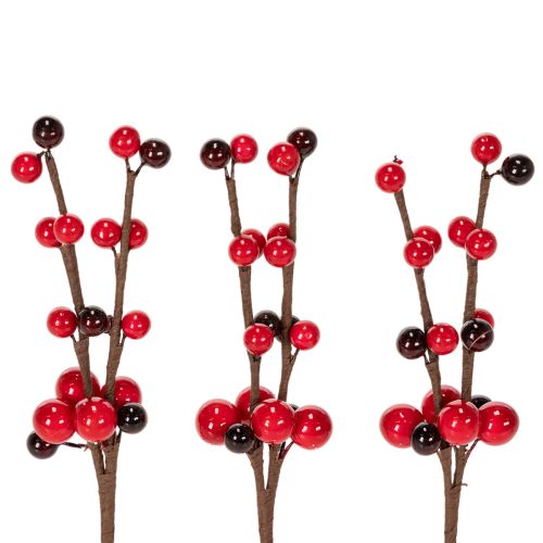 tételeket Műág piros bogyókkal, 15 cm, 6 darab