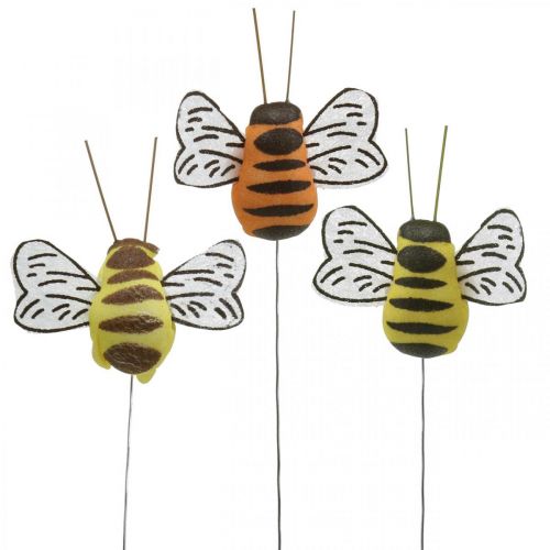 Méhecske dróton, virágdugók, deko méhek, tavaszi narancs, sárga W4,5cm 24db