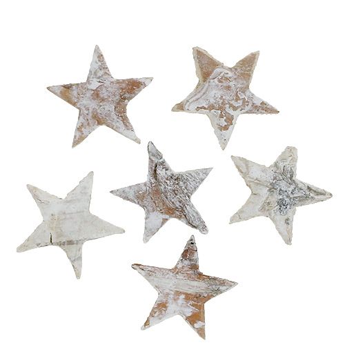 Nyírfa csillagok mini 2cm - 2,5cm fehérre meszelt 150p
