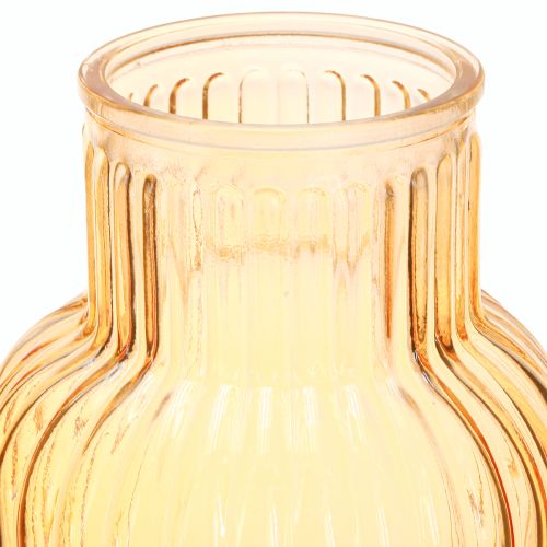 tételeket Virágváza üveg narancssárga retro barázdákkal Ø13,5cm H20cm