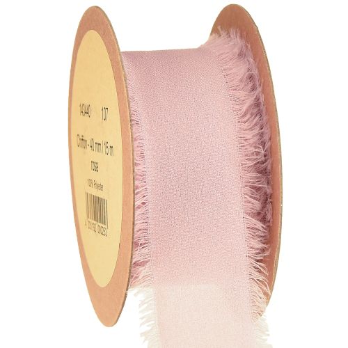 tételeket Sifon szalag rózsaszín rojtos szövetszalag 40mm 15m