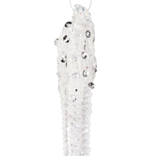 tételeket Karácsonyfadísz jégcsap dekoráció tiszta ezüst 15cm 8db