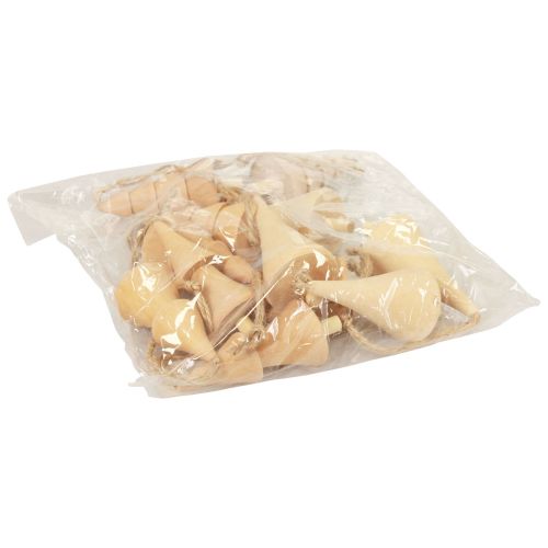 Floristik24 Karácsonyfadíszek fa fenyő, fa medál natúr 7-8cm 12 db