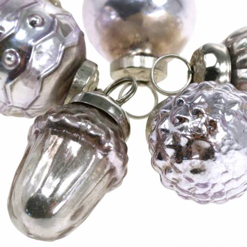 Floristik24 Mini karácsonyfadíszek mix 4,5cm ezüst, rózsaszín válogatott 10db