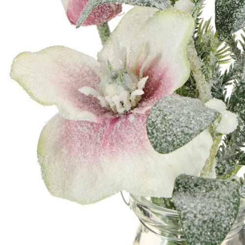 tételeket Mű karácsonyi rózsa üvegből, művirágok felakasztására, magasság: 22 cm