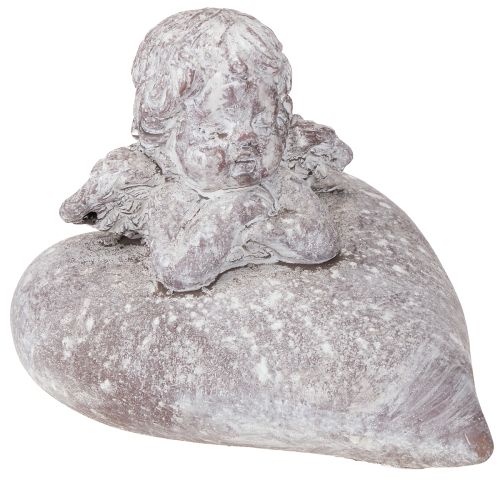 tételeket Dekoratív angyal szív alakú figura öntött kőből 15×13,5×12cm