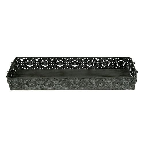 Floristik24 Fém doboztálca szürke 40,5 cm x 12,5 cm x 5 cm