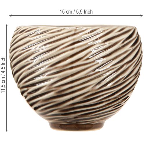 tételeket Dekoratív tál virágcserép Kerámia Bézs Barna Ø15cm 2db