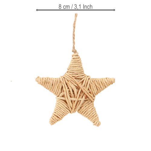tételeket Dekoratív Csillagok, Kender Raffia, 7,5 cm, Karácsonyfa Díszek, 8 Darab