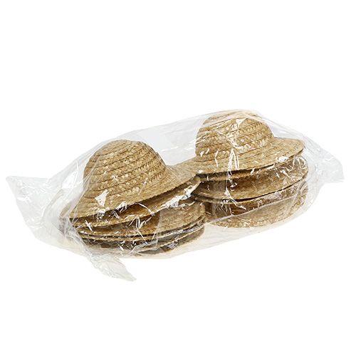 Floristik24 Dekoratív szalmakalap Ø16cm natúr színű 12db