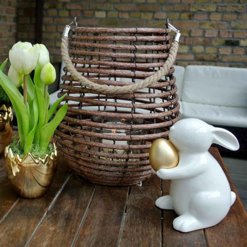 tételeket Dekoratív lámpa, gyertya díszítés fogantyúval, lámpa kosárban Ø23cm H27cm