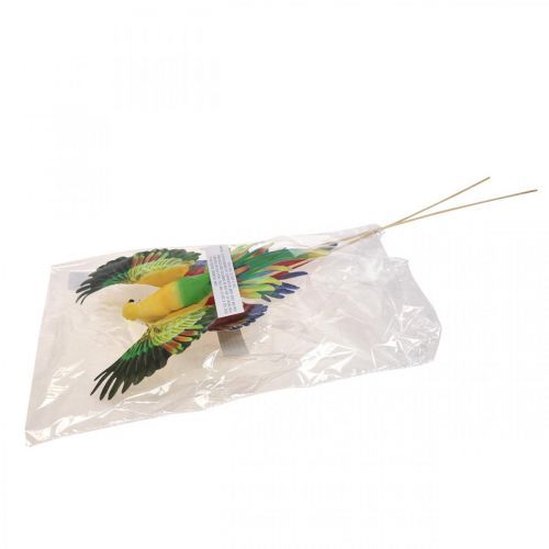 Floristik24 Virágdugó madár, deco papagáj piros sárga 28×19cm 2db
