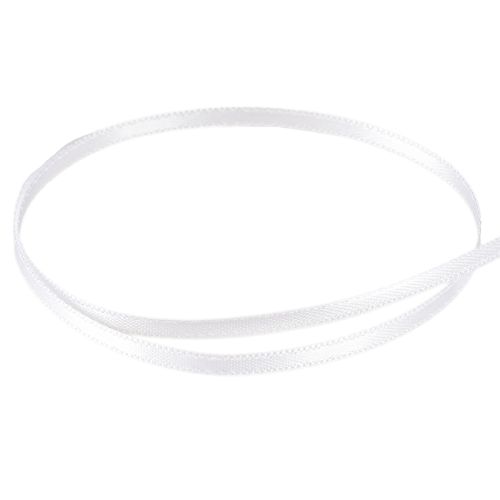 tételeket Dekoratív szatén szalag, fehér dupla szatén szalag, 3 mm, 50 m