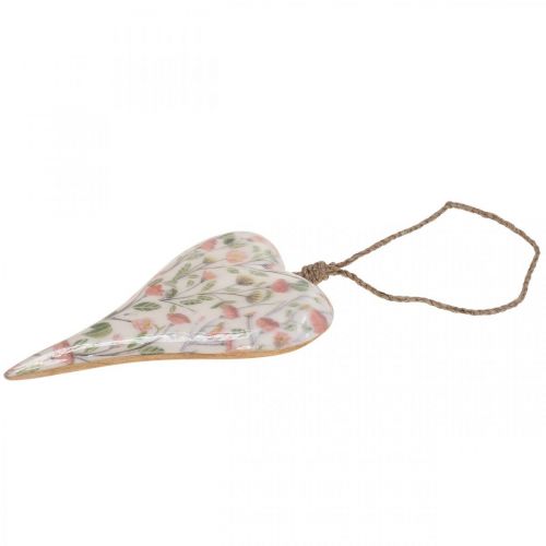 Floristik24 Deco fogas fa szív deco fogas motívum virágok 12x2,5x20xcm