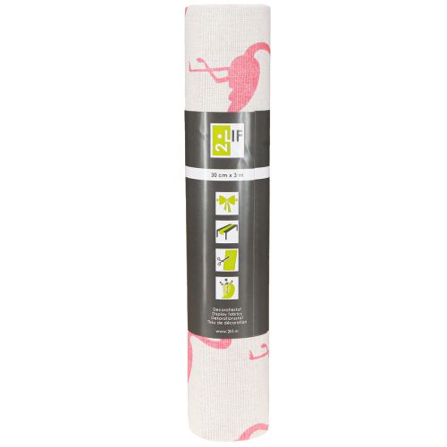 tételeket Dekoratív szövet flamingó fehér-rózsaszín 30cm x 3m