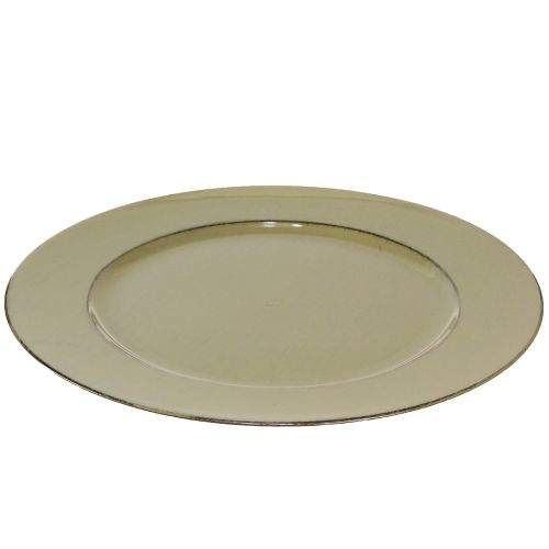 tételeket Dekoratív tányér zöld műanyag tányér vintage mohazöld barna Ø33cm