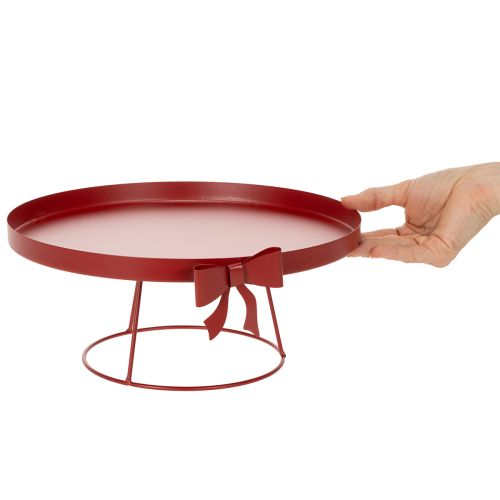 tételeket Dekoratív tálca állványon fém masnival, 30 cm, 2 darabos szett