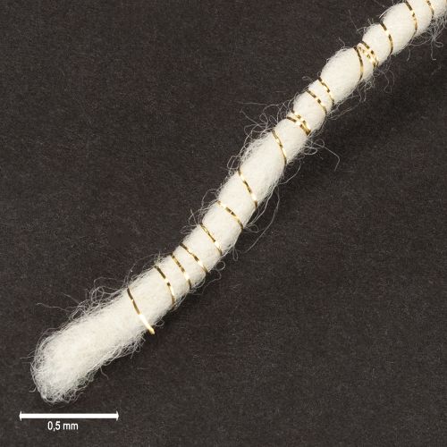 tételeket Fehér gyapjúzsinór arany szállal, 5m x 5mm dróttal, díszítéshez és kézműveskedéshez