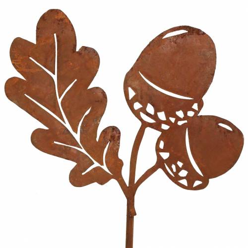 Floristik24 Kerti karó makk leveles patinás fémmel H19cm 6 db