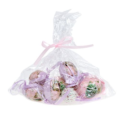 Floristik24 Lilás-rózsaszín mintás tojás 5-8cm 8db